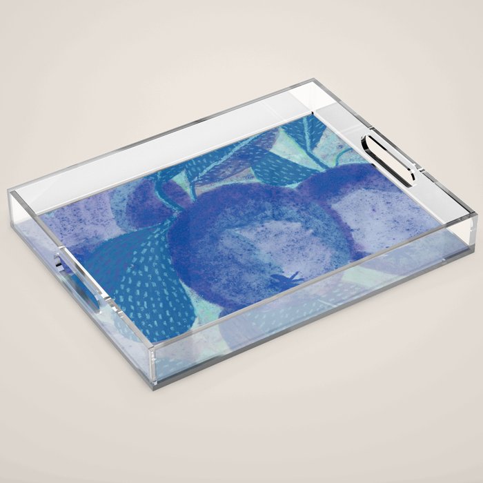Fall Apple Orchard Painting in Cobalt Blue Acrylic Tray Gallery Image 1
