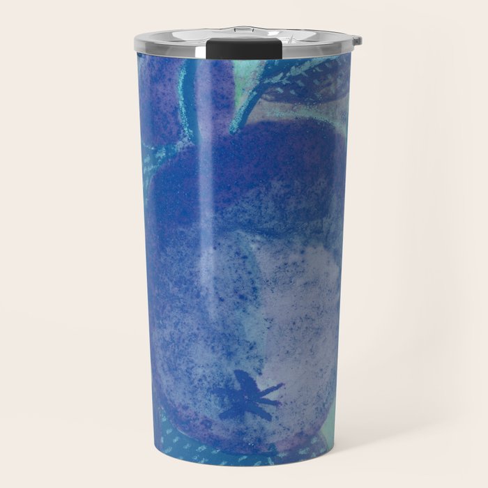 Fall Apple Orchard Painting in Cobalt Blue Travel Mug Gallery Image 1