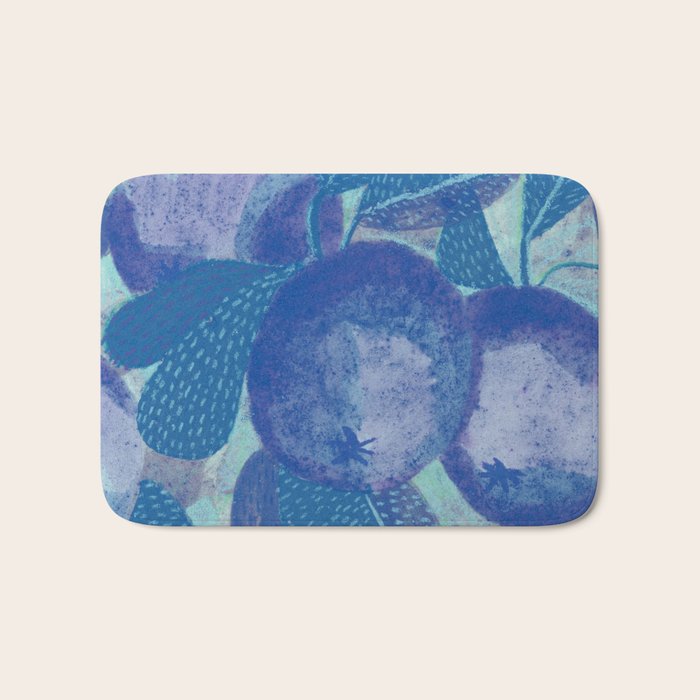 Fall Apple Orchard Painting in Cobalt Blue Bath Mat Gallery Image 1