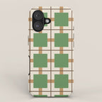 Retro Geometric Plaid Green Camel iPhone Case Gallery Image 1