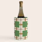 Retro Geometric Plaid Green Camel Wine Chiller Gallery Image 1