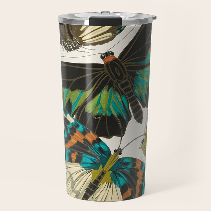 Vintage Butterfly Illustration EA Seguy Papillon Travel Mug Gallery Image 1