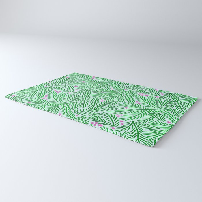 Winter Berries & Pine Branches in Green Rug Gallery Image 3