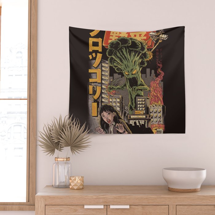 Broccozilla Black Version Wall Tapestry Gallery Image 2
