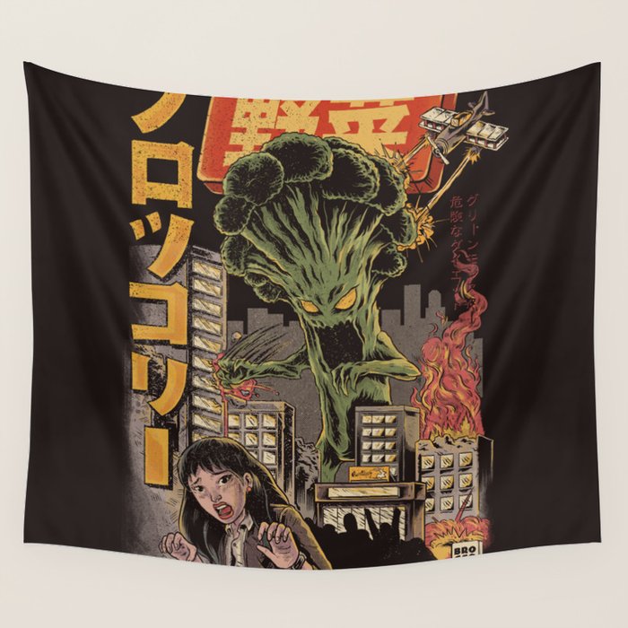 Broccozilla Black Version Wall Tapestry Gallery Image 4