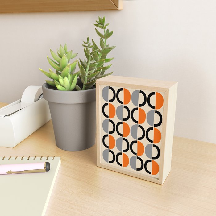 Mid Century Decor 548 Beige Black Gray and Orange Mini Art Print Gallery Image 2