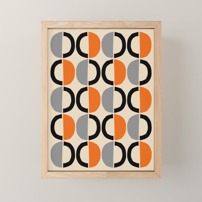 Mid Century Decor 548 Beige Black Gray and Orange Mini Art Print Gallery Image 1