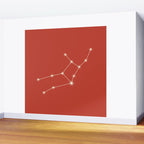 Virgo Zodiac Star Constellation Line Art Red Wall Mural Gallery Image 2