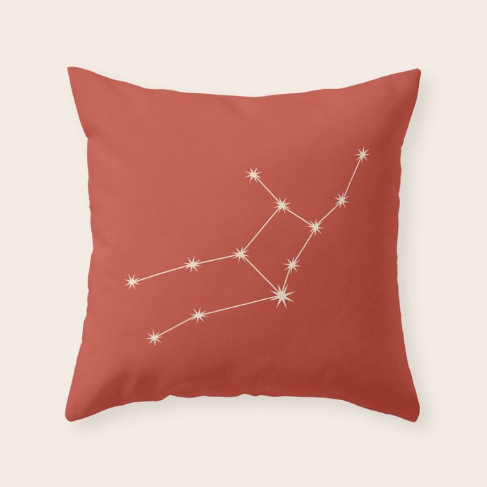 Virgo Zodiac Star Constellation Line Art Red Throw Pillow Gallery Image 6