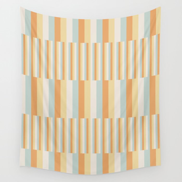 Mixed Stripes Pattern VIII Retro Pastel Wall Tapestry Gallery Image 4