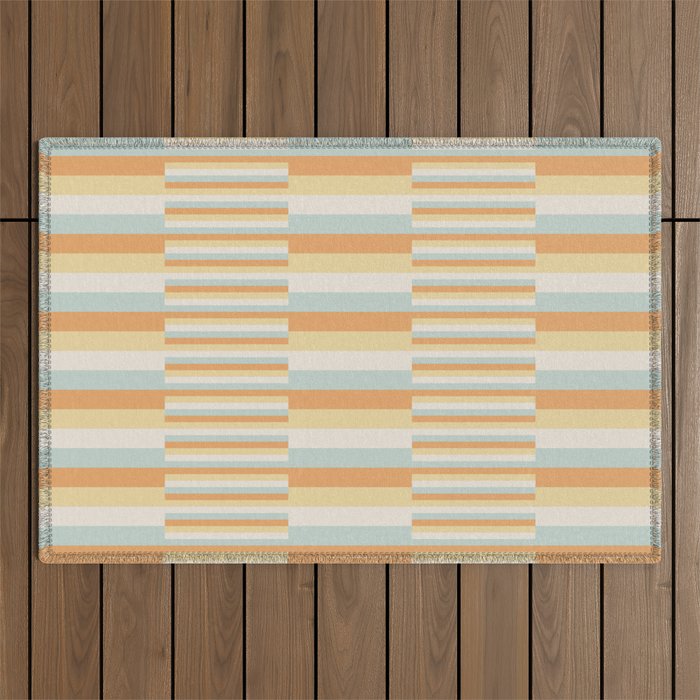 Mixed Stripes Pattern VIII Retro Pastel Outdoor Rug Gallery Image 1