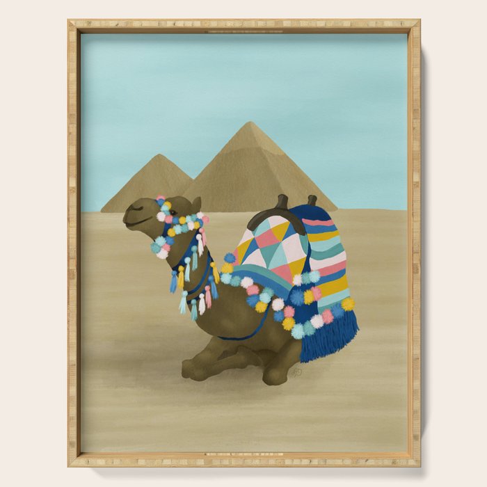 Colorful Desert Camel and Pyramids Serving Tray Gallery Image 1