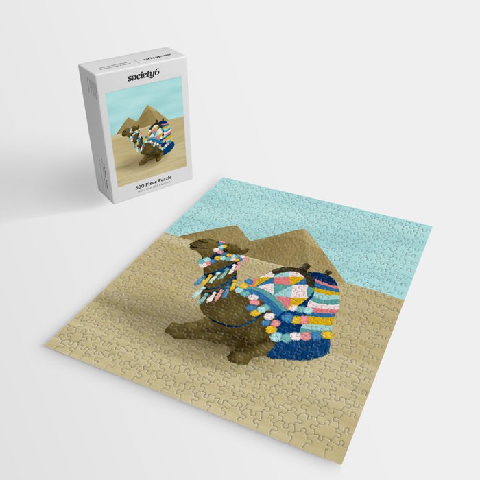 Colorful Desert Camel and Pyramids Jigsaw Puzzle Gallery Image 2