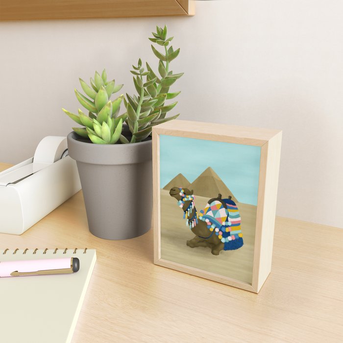 Colorful Desert Camel and Pyramids Mini Art Print Gallery Image 2