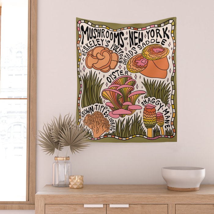Mushrooms of New York Wall Tapestry Gallery Image 2