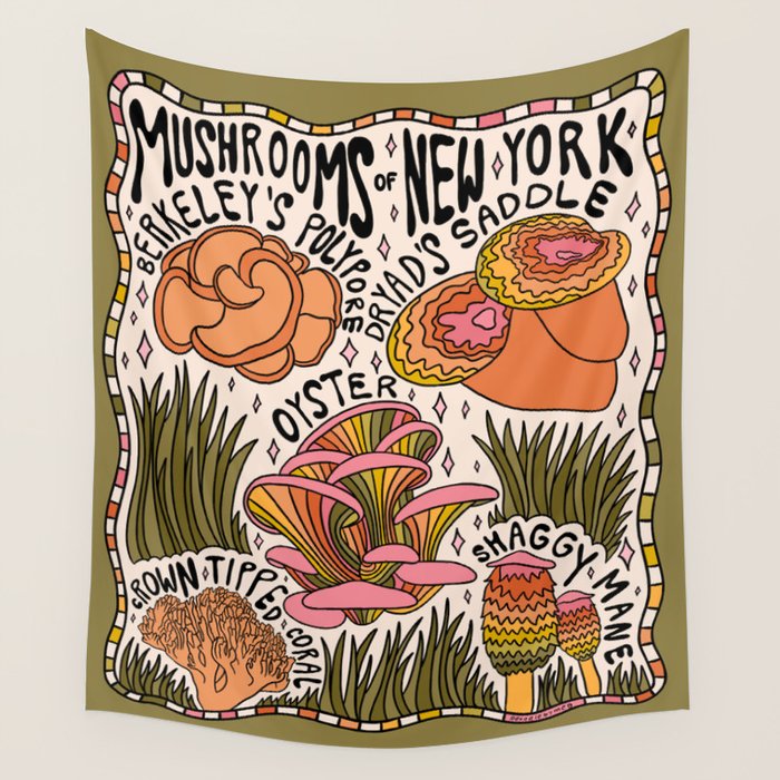 Mushrooms of New York Wall Tapestry Gallery Image 1