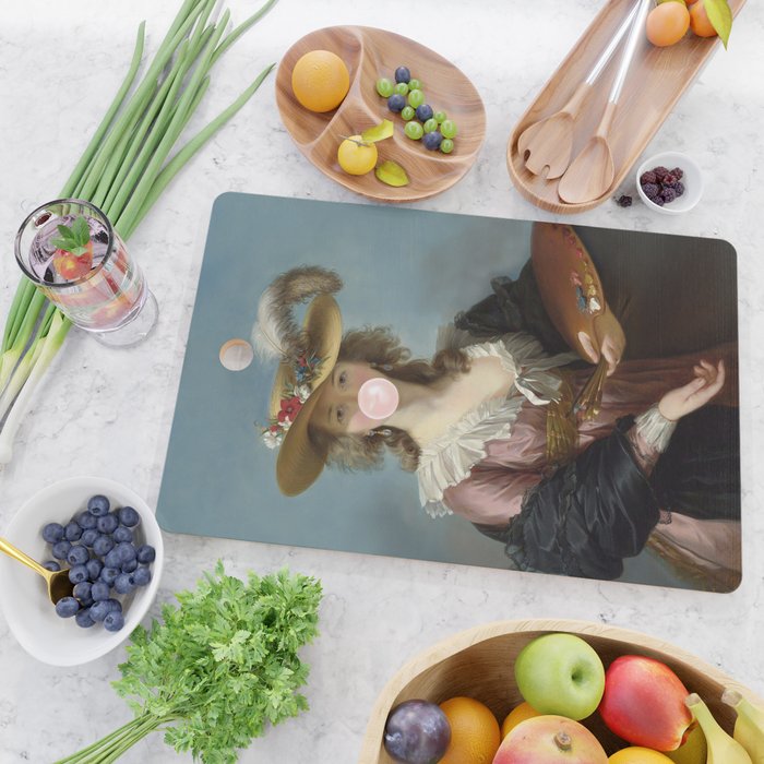 Bubble Gum Diva in a Straw Hat Cutting Board Gallery Image 2