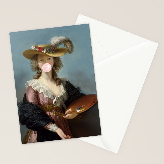 Bubble Gum Diva in a Straw Hat Stationery Card Gallery Image 2