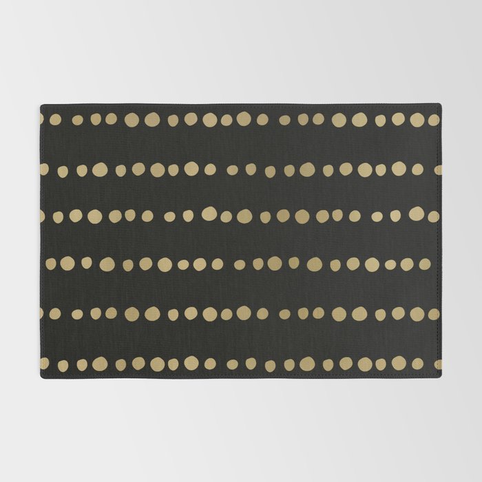 Boho Mudcloth Dots Pattern, Black and Gold Rug Gallery Image 2