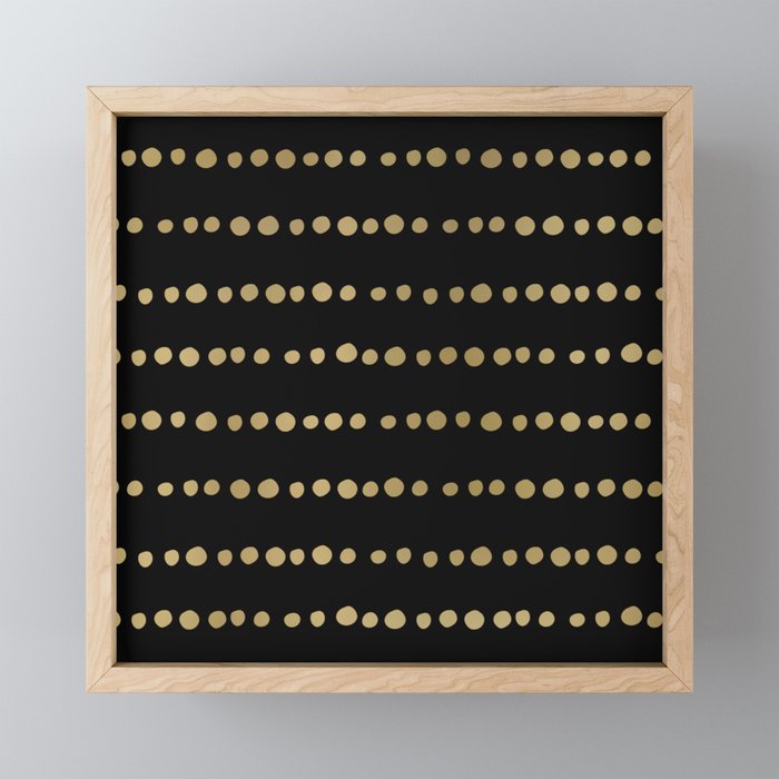 Boho Mudcloth Dots Pattern, Black and Gold Mini Art Print Gallery Image 1