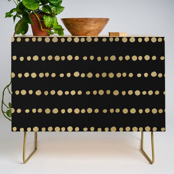 Boho Mudcloth Dots Pattern, Black and Gold Credenza Gallery Image 1