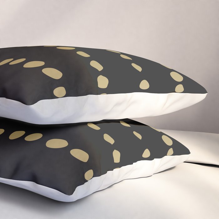 Boho Mudcloth Dots Pattern, Black and Gold Pillow Sham Gallery Image 3