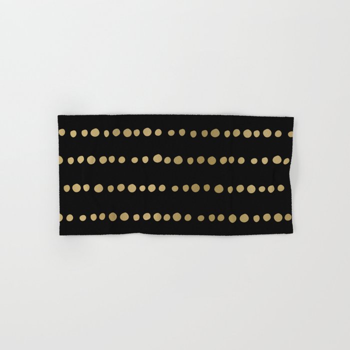 Boho Mudcloth Dots Pattern, Black and Gold Hand & Bath Towel Gallery Image 1