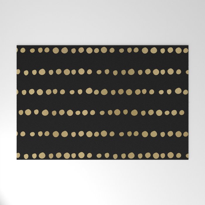 Boho Mudcloth Dots Pattern, Black and Gold Welcome Mat Gallery Image 1