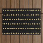 Boho Mudcloth Dots Pattern, Black and Gold Outdoor Rug Gallery Image 1