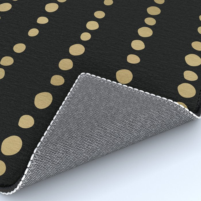 Boho Mudcloth Dots Pattern, Black and Gold Rug Gallery Image 4