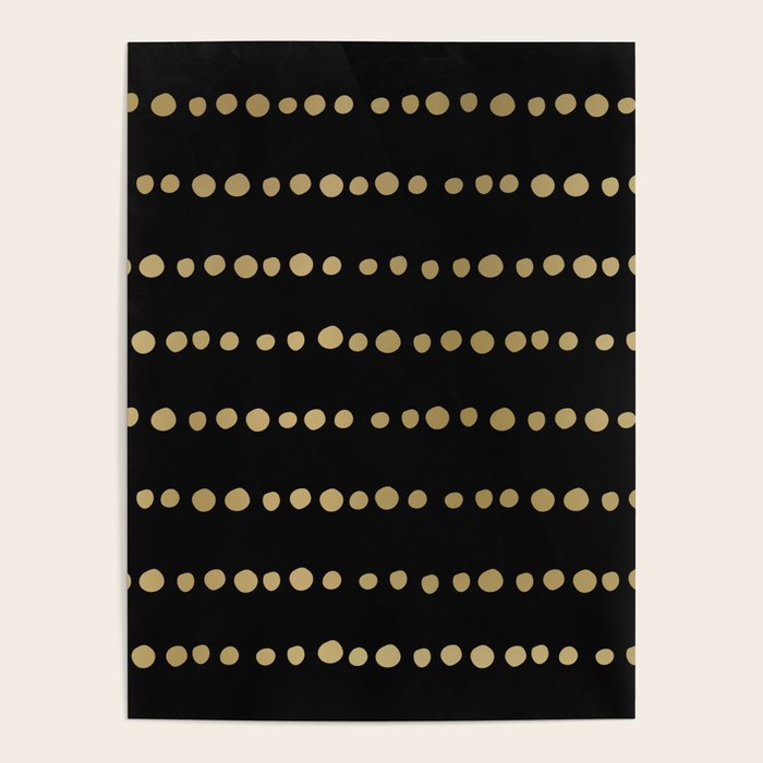 Boho Mudcloth Dots Pattern, Black and Gold Poster Gallery Image 1