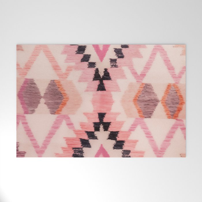 Moroccan Berber Rug Design No.65 - Multicolor, Pink Welcome Mat Gallery Image 1