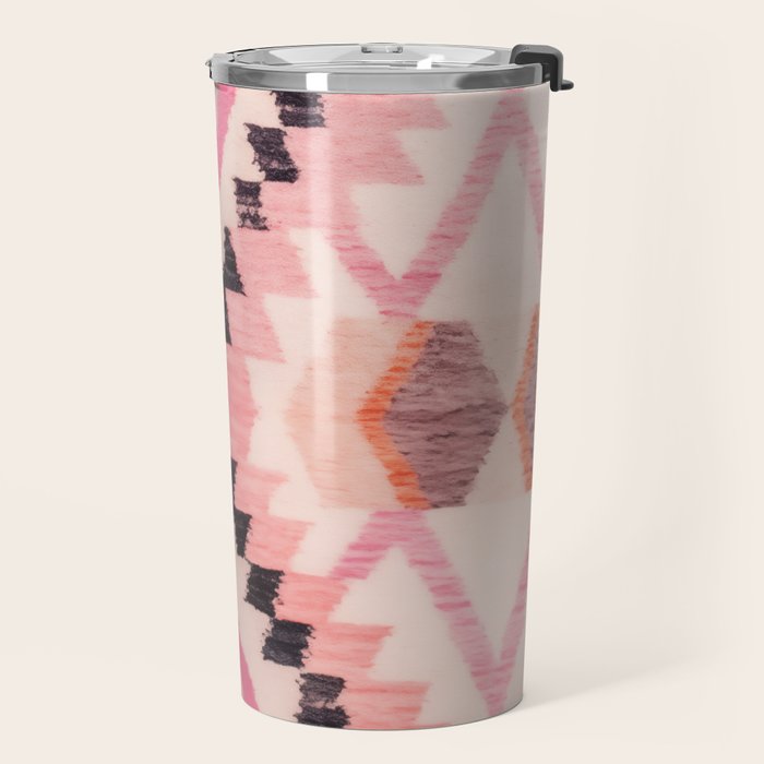 Moroccan Berber Rug Design No.65 - Multicolor, Pink Travel Mug Gallery Image 2