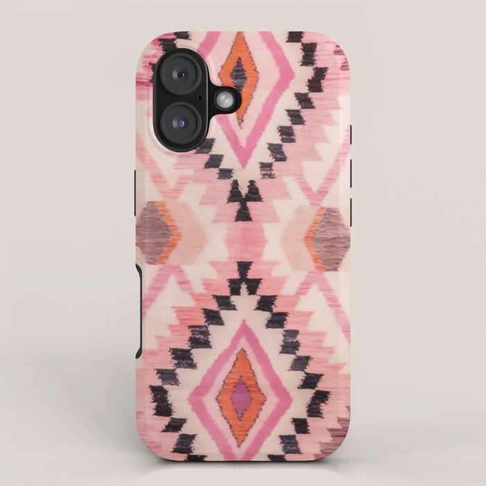 Moroccan Berber Rug Design No.65 - Multicolor, Pink iPhone Case Gallery Image 1