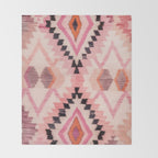 Moroccan Berber Rug Design No.65 - Multicolor, Pink Throw Blanket Gallery Image 2