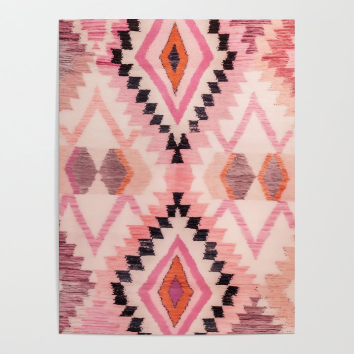 Moroccan Berber Rug Design No.65 - Multicolor, Pink Poster Gallery Image 4