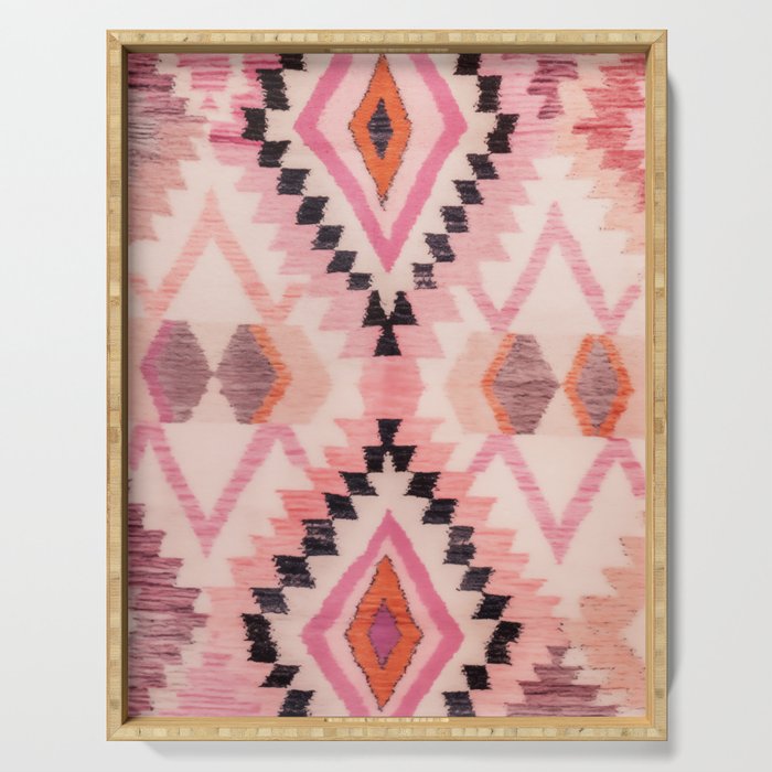 Moroccan Berber Rug Design No.65 - Multicolor, Pink Serving Tray Gallery Image 1