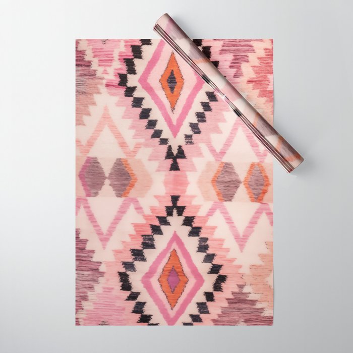 Moroccan Berber Rug Design No.65 - Multicolor, Pink Wrapping Paper Gallery Image 1