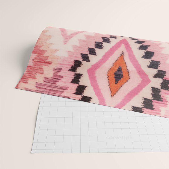 Moroccan Berber Rug Design No.65 - Multicolor, Pink Wrapping Paper Gallery Image 2