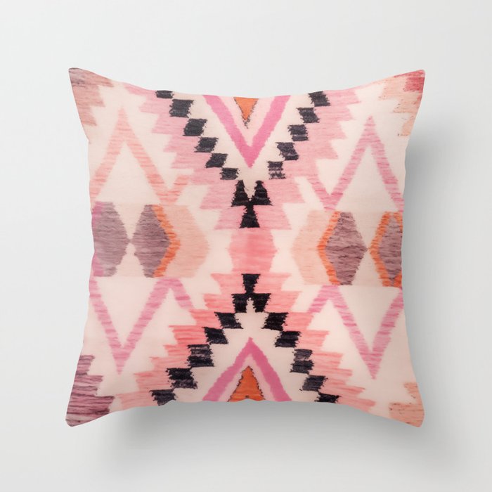 Moroccan Berber Rug Design No.65 - Multicolor, Pink Throw Pillow Gallery Image 1