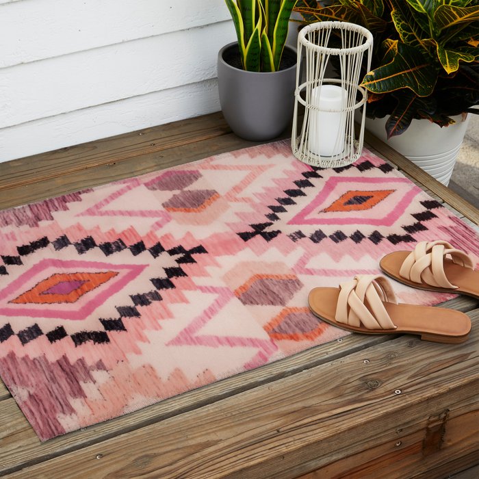 Moroccan Berber Rug Design No.65 - Multicolor, Pink Outdoor Rug Gallery Image 2