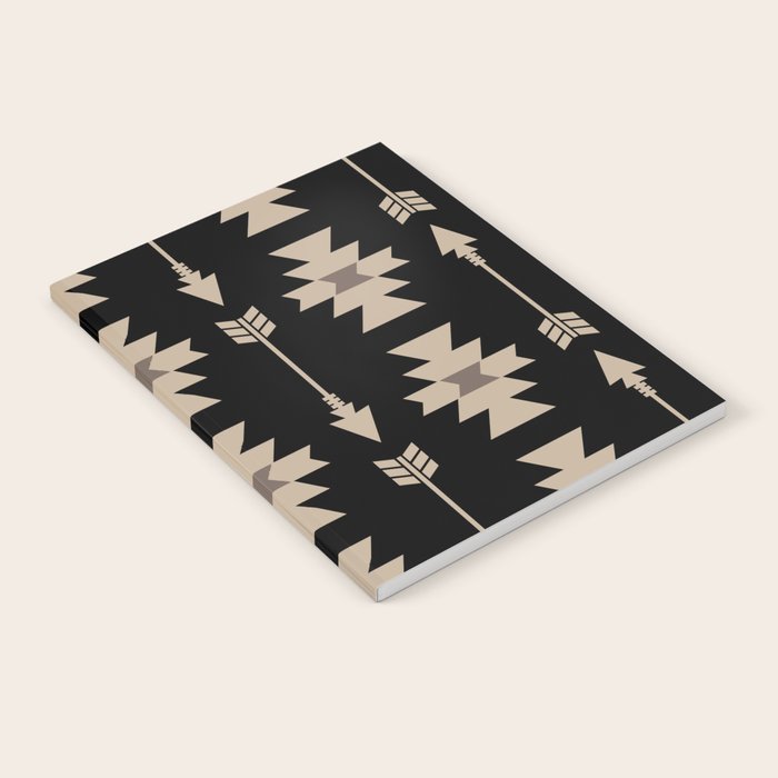 Southwestern Arrow Pattern 233 Black and Beige Notebook Gallery Image 1