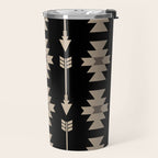 Southwestern Arrow Pattern 233 Black and Beige Travel Mug Gallery Image 2