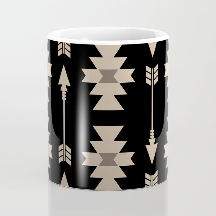 Southwestern Arrow Pattern 233 Black and Beige Coffee Mug Gallery Image 4