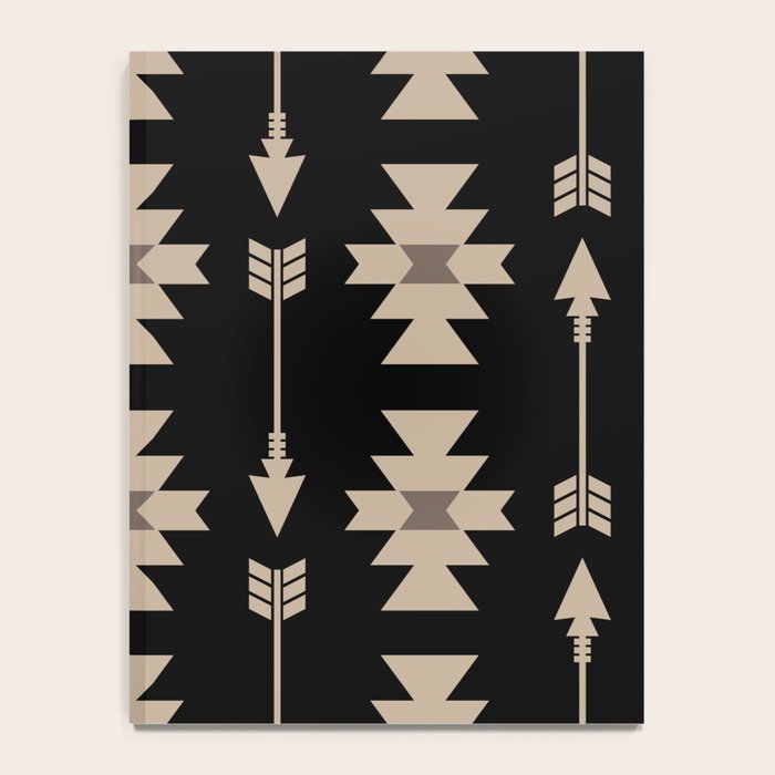 Southwestern Arrow Pattern 233 Black and Beige Notebook Gallery Image 4