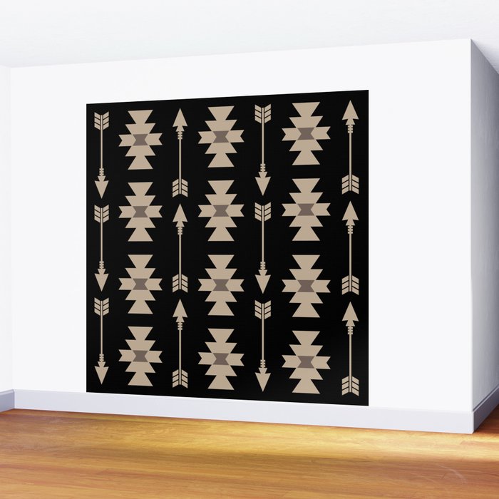 Southwestern Arrow Pattern 233 Black and Beige Wall Mural Gallery Image 2