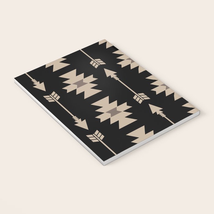 Southwestern Arrow Pattern 233 Black and Beige Notebook Gallery Image 3