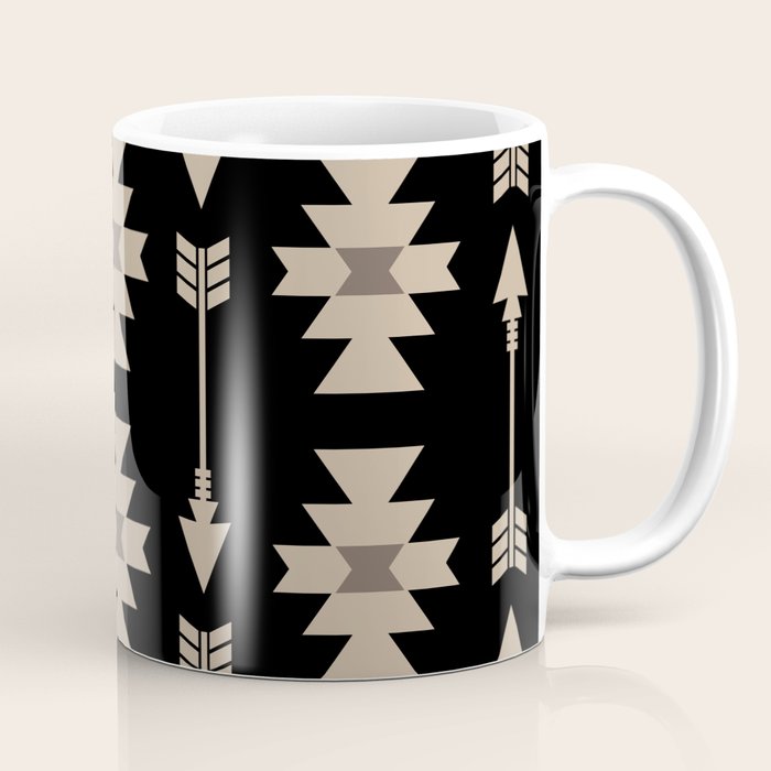 Southwestern Arrow Pattern 233 Black and Beige Coffee Mug Gallery Image 1