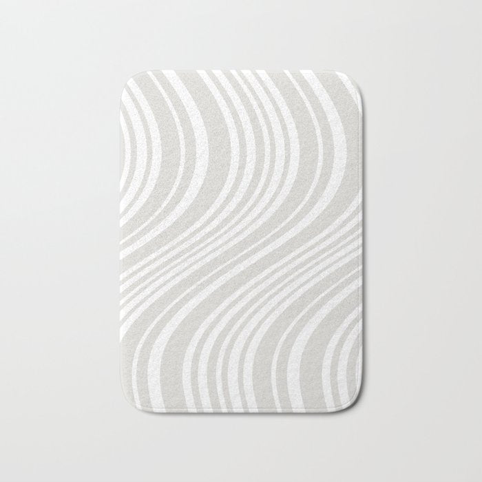 Wavy Stripes XLII - Grey and White Bath Mat Gallery Image 1