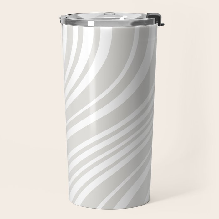 Wavy Stripes XLII - Grey and White Travel Mug Gallery Image 2